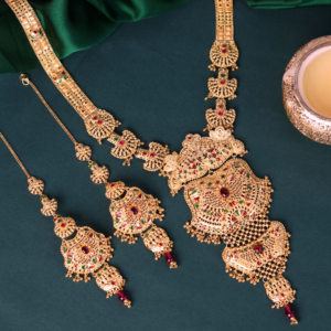 heavy calcutti necklace set with metal joint earrings