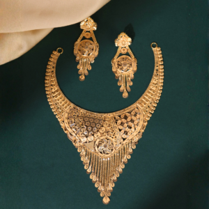 short bridal necklace with matching earrings