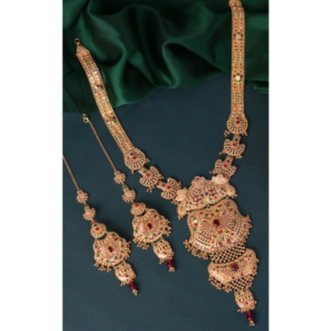 heavy calcutti necklace set with metal joint earrings